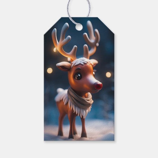 Rudolph figuur kerstvakantie cadeau Label Cadeaulabel (Voorkant)