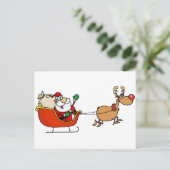 Rudolph Flying Kris Kringle in zijn slee Briefkaart (Staand voorkant)