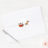 Rudolph Flying Kris Kringle in zijn slee Ronde Sticker (Envelop)
