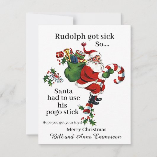 Rudolph Got Sick Holiday Christmas Kaart (Voorkant)