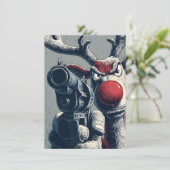 Rudolph has a Gun Christmas Cards Feestdagenkaart (Staand voorkant)