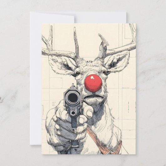 Rudolph has a Gun Funny Adult Christmas Cards Feestdagenkaart (Voorkant)