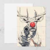 Rudolph has a Gun Funny Adult Christmas Cards Feestdagenkaart (Voorkant / Achterkant)