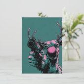 Rudolph has a Gun Funny Adult Christmas Cards Feestdagenkaart (Staand voorkant)