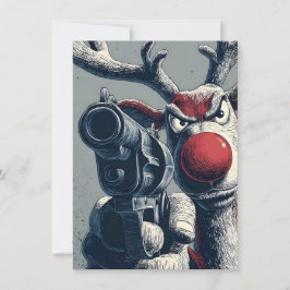 Rudolph heeft kerstkaarten met een pistool feestdagenkaart