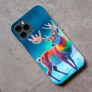 Rudolph herten Kerstmis kleurrijke bos sneeuw magi Case-Mate iPhone Case