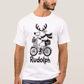 Rudolph Het Rendier Fietst T-shirt (Voorkant)