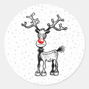 Rudolph het rendier ronde sticker
