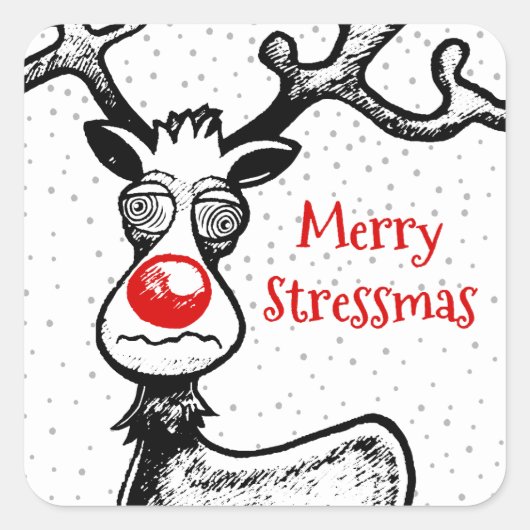Rudolph het rendier vierkante sticker (Voorkant)