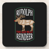 Rudolph Het Rode Vlees Rendier Bier Onderzetter (Voorkant)