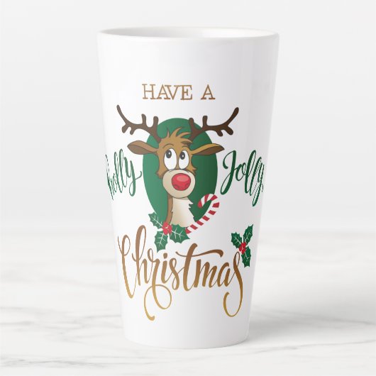 Rudolph Holly Jolly Kerstmis Latte Mok (Voorkant)