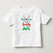 Rudolph is mijn Buddy, rendierster, Antlers, Kerst Kinder Shirts (Voorkant)