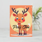 Rudolph Kerst Vakantie Party uitnodiging (Staand voorkant)