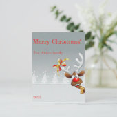 Rudolph-kerstboomsneeuw Briefkaart (Staand voorkant)