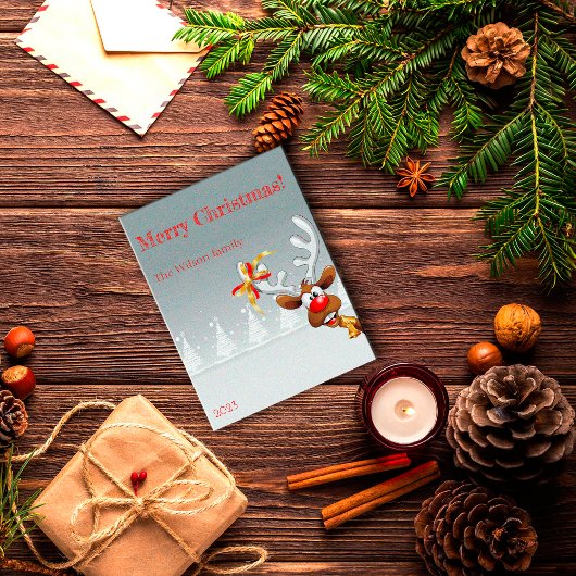 Rudolph-kerstboomsneeuw Briefkaart