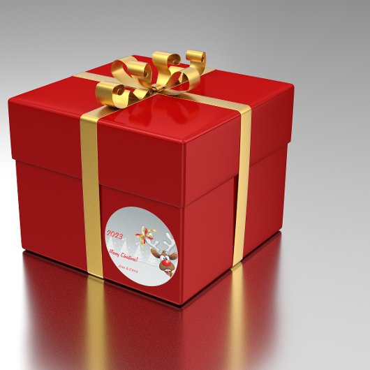 Rudolph kerstboomsneeuw Classic Round Sticker