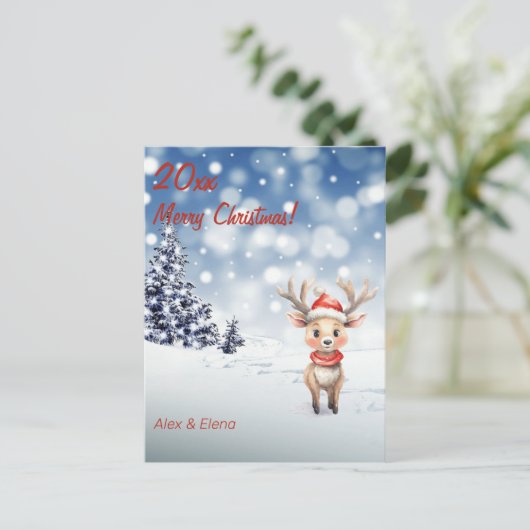 Rudolph-kerstboomsneeuw Feestdagenkaart (Staand voorkant)