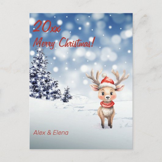 Rudolph-kerstboomsneeuw Feestdagenkaart (Voorkant)
