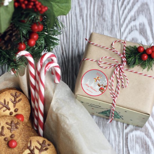 Rudolph-kerstboomsneeuw Ronde Sticker