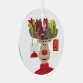 Rudolph Kerstcadeaus Rendier Metal Ornament (Voorkant Rechts)