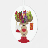 Rudolph Kerstcadeaus Rendier Metal Ornament (Voorkant links)