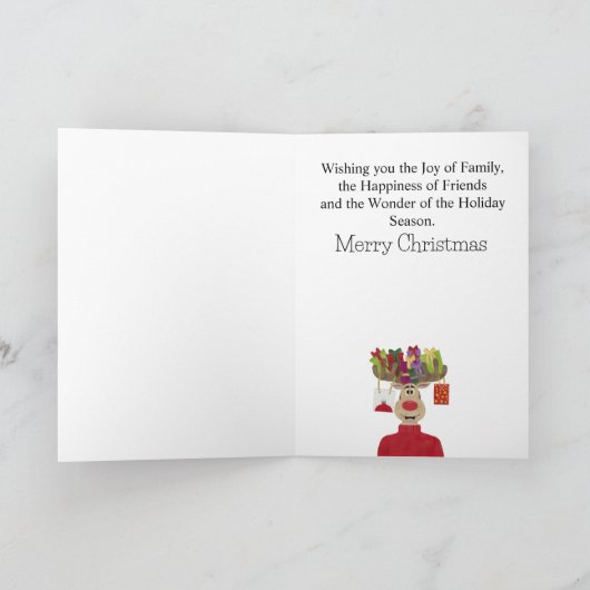 Rudolph kerstcadeaus rendieren feestdagen kaart (Binnen)