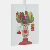 Rudolph kerstcadeaus rendieren glas ornament (Voorkant Rechts)