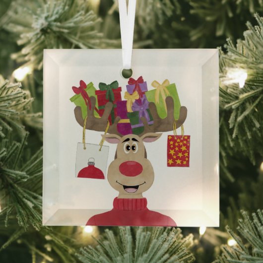 Rudolph kerstcadeaus rendieren glas ornament (Insitu)