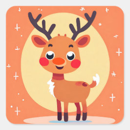 Rudolph Kerstfeest Feeststicker Vierkante Sticker