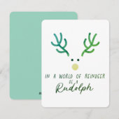 Rudolph-kerstkaart Feestdagenkaart (Voorkant / Achterkant)