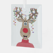 Rudolph Kerstlichtjes Rendier Glas Ornament (Voorkant links)