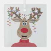Rudolph Kerstlichtjes Rendier Glas Ornament (Voorkant)