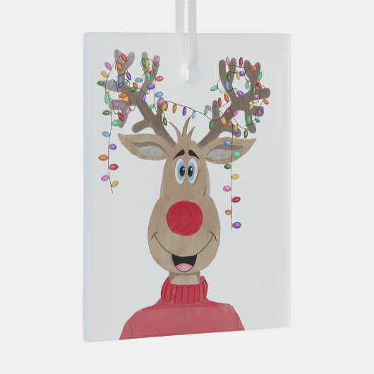 Rudolph Kerstlichtjes Rendier Glas Ornament (Voorkant Rechts)