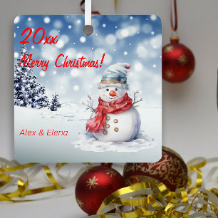 Rudolph Kersttree snow Metal Square Ornament