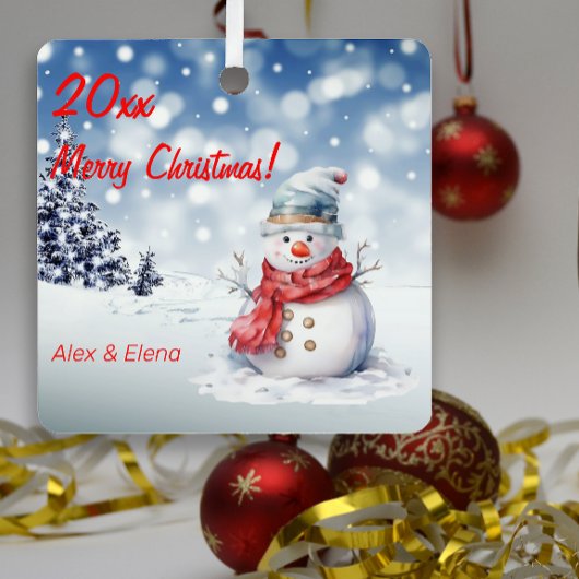 Rudolph Kersttree snow Metal Square Ornament