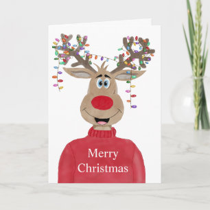 Rudolph Kerstverlichting Rendieren Feestdagen Kaart