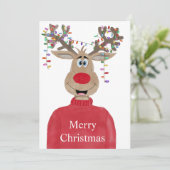 Rudolph Kerstverlichting Rendieren Feestdagenkaart (Staand voorkant)