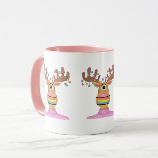 Rudolph LGBT Face Mask Reindeer Mok (Voorkant links)