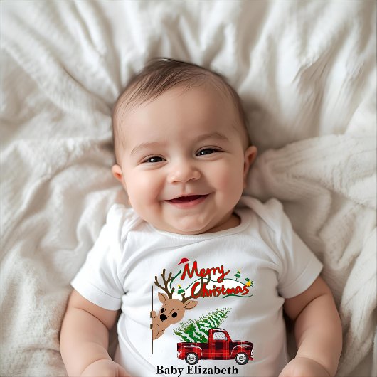 Rudolph Merry Christmas-Personalized Baby Bodysuit