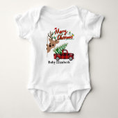 Rudolph Merry Christmas-Personalized Baby Bodysuit (Voorkant)