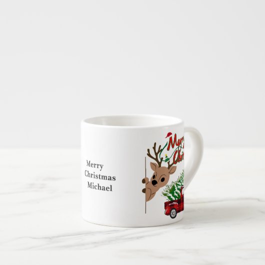 Rudolph Merry Christmas -Personalized Espresso Mug Espresso Kop (Voorkant rechts)