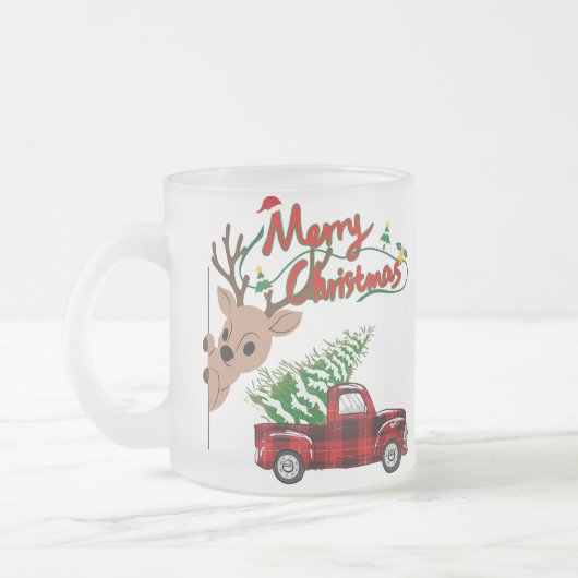 Rudolph Merry Christmas - Personalized Glass Mug Matglas Koffiemok (Links)