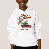 Rudolph Merry Christmas - Personalized Kids Hoodie (Voorkant)