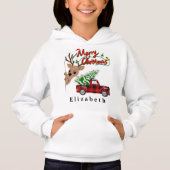 Rudolph Merry Christmas - Personalized Kids Hoodie (Voorkant)