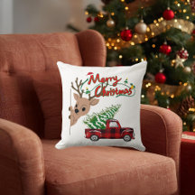Rudolph Merry Christmas - Throw Pillow