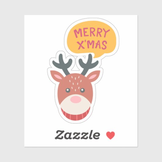Rudolph Merry Xmas Kerst sticker (Vel)