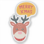 Rudolph Merry Xmas Kerst sticker (Voorkant)