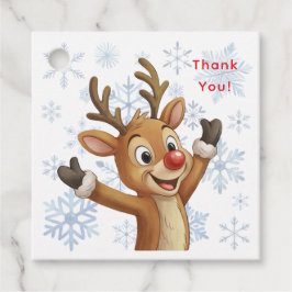 Rudolph met Blauwe Sneeuwvlokken Dank Je Bedankjes Labels