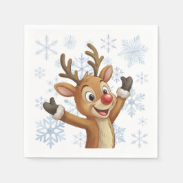 Rudolph Met Blauwe Sneeuwvlokken Servet