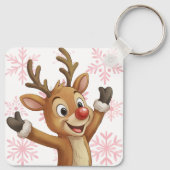 Rudolph Met Blauwe Sneeuwvlokken Sleutelhanger (Achterkant)
